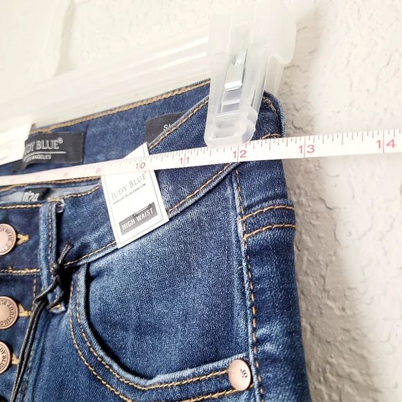 Judy Blue High Rise Dark Wash Button Fly Skinny Jeans Size 0(24) - Picture 15 of 17